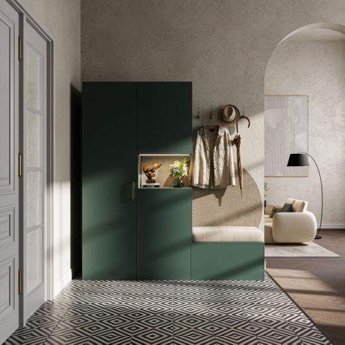 Platsa closet with open shelf