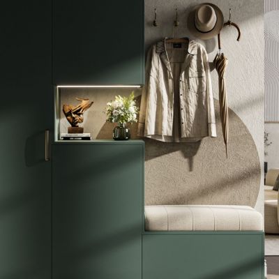 Platsa closet with open shelf