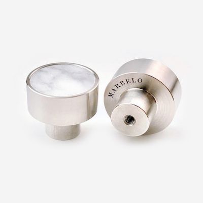 Steel handle with white marble