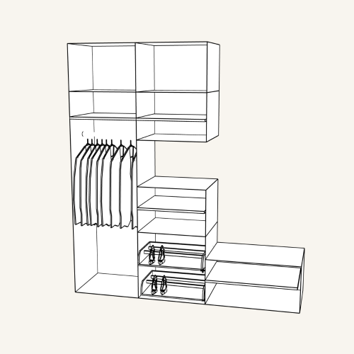 Platsa closet with open shelf